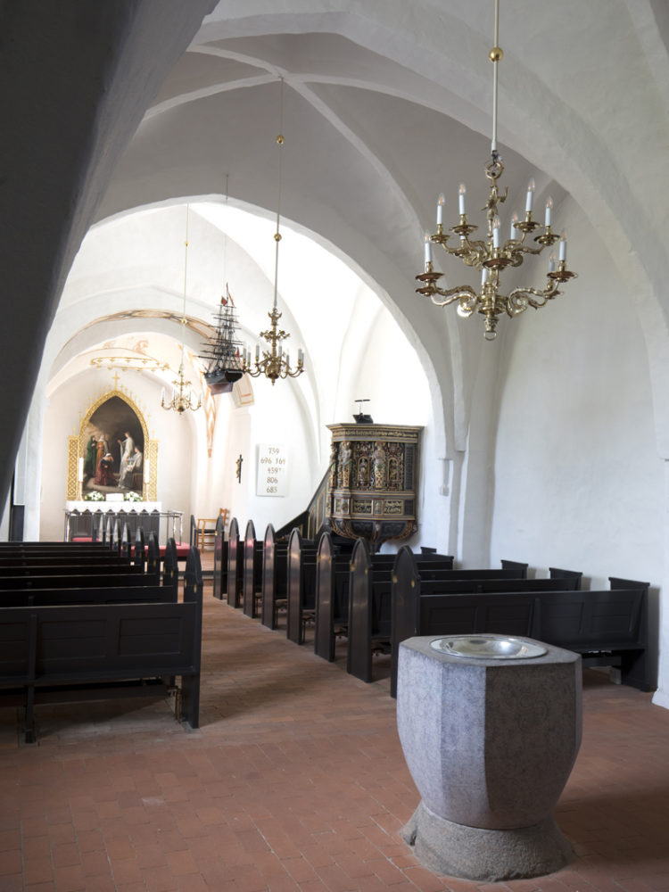 Blistrup Church interior baptismal font Elgaard Architecture