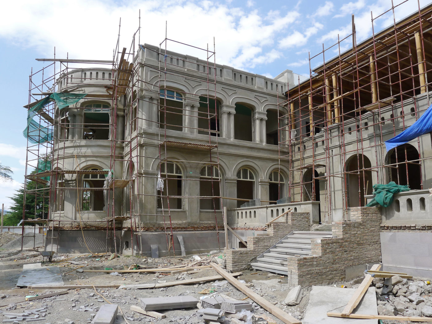 Chateau Mukhrani exterior during restoration Elgaard Architecture