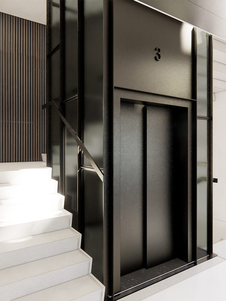 Bredgade 40 Revit visualisation of staircase and elevator Elgaard Architecture