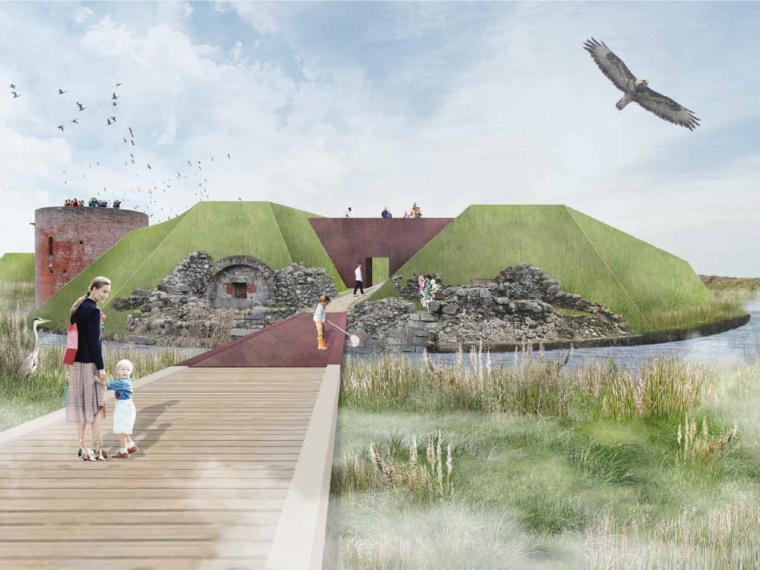De fem Halder jernbro og portbro visualisering Elgaard Architecture