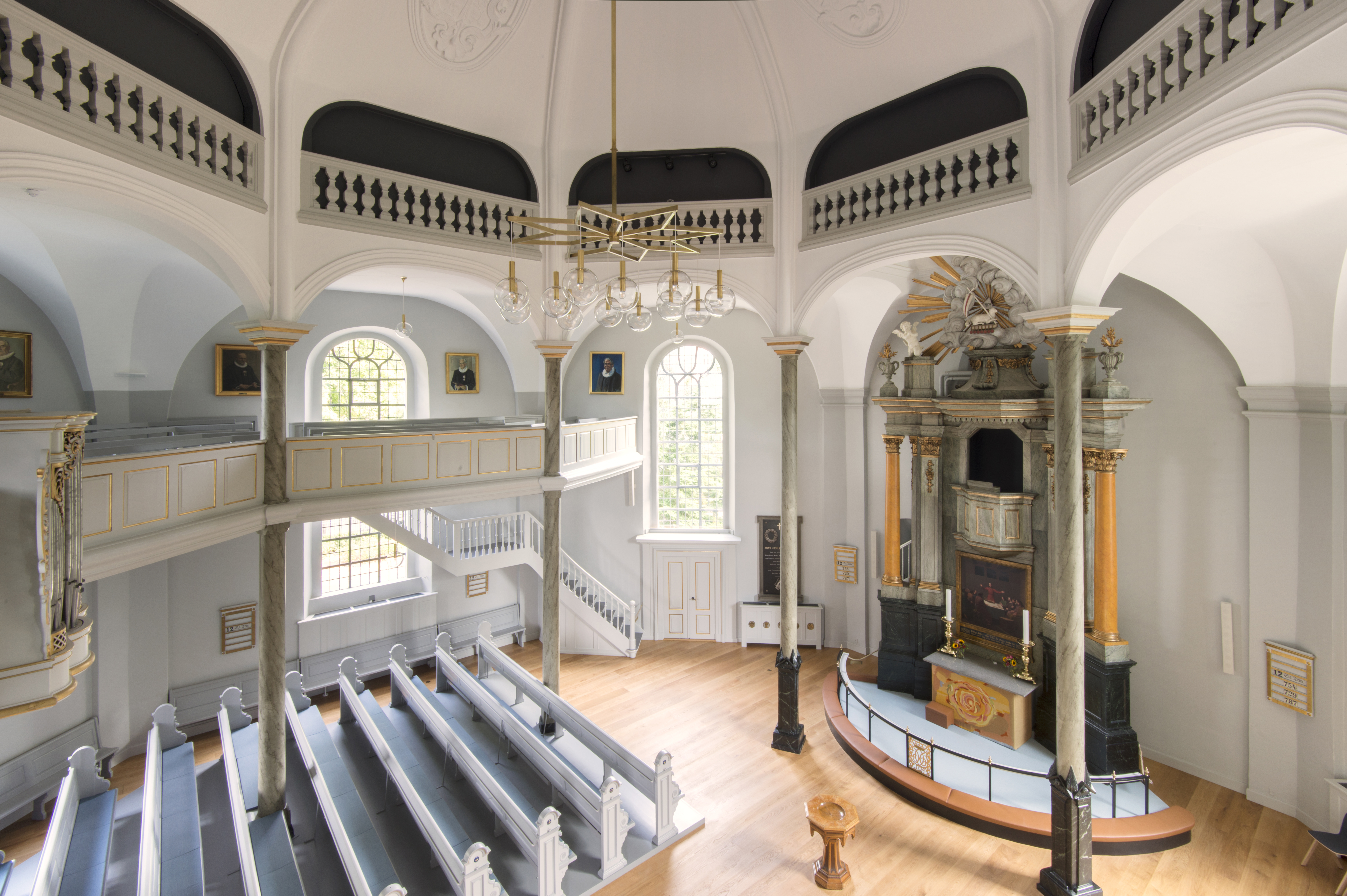 Frederiksberg Church interior after restoration Elgaard Architecture